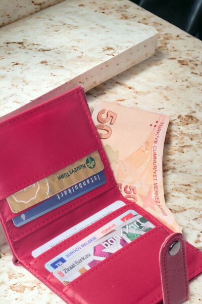 Kadın Şık ve Fonksiyonel Minimal Bol Kartlıklı Dayanıklı Kırmızı Kadın Cüzdan Kartlık Aksesuar Kırmızı