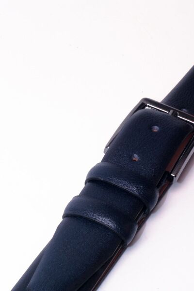 3.5 Cm Hakiki Deri Çift Kat Deri Kumaş Pantolon Için Ideal Dayanıklı Klasik Lacivert Deri Kemer Lacivert