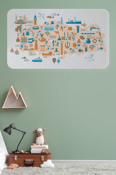 Eğitici Ve Öğretici Dekoratif Cocuk Odası Türkiye Haritası Duvar Sticker Karışık