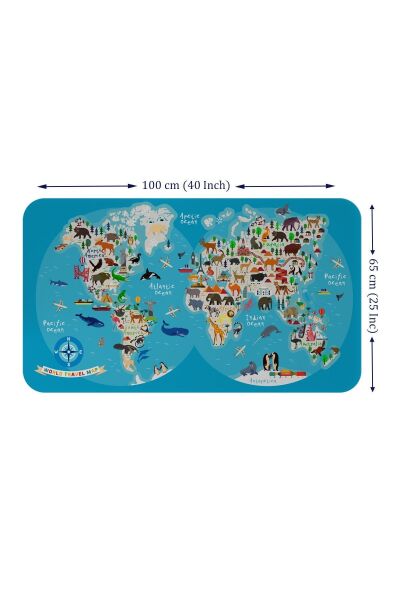 Eğitici Dünya Haritası Dünya Atlası Çocuk Ve Bebek Odası Duvar Sticker Karışık