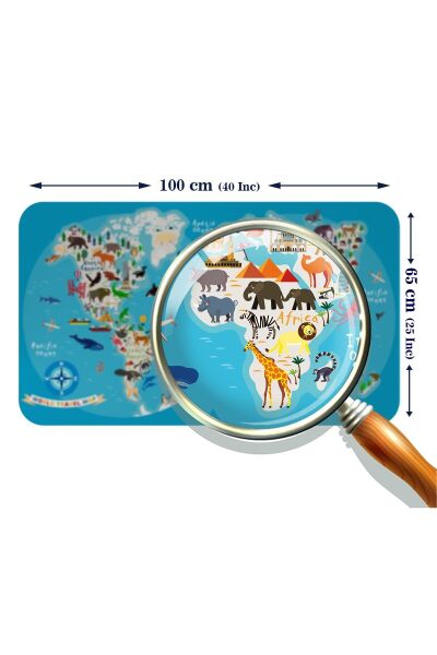 Eğitici Dünya Haritası Dünya Atlası Çocuk Ve Bebek Odası Duvar Sticker Karışık