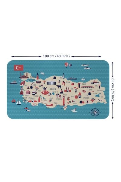 Eğitici Ve Öğretici Dekoratif Cocuk Odası Türkiye Haritası Duvar Sticker Karışık
