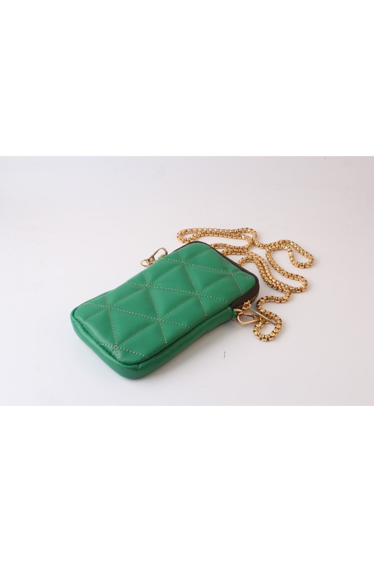 Yumuşak Derili Zincirli Çanta Yeşil Yeşil